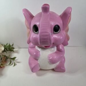 Pink Elephant Figurine Piggy Bank. Pink Elephant Money Box.